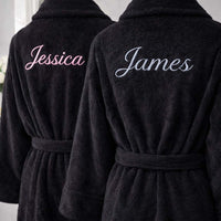 Luxury black dressing gown personalised initials and name - Sketch & Stitch