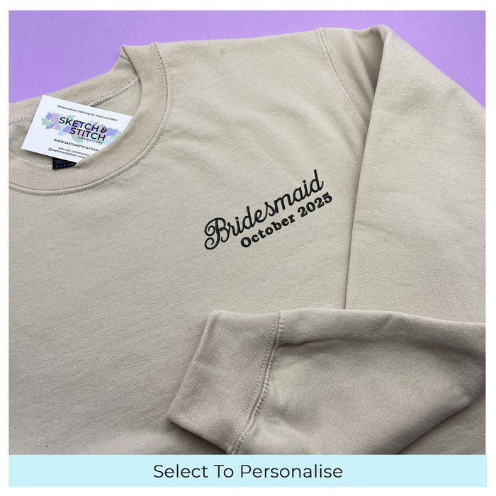 Adult sweatshirt personalised bridesmaid