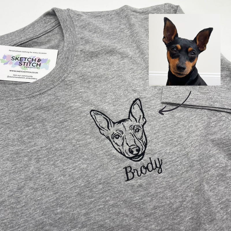 Adult t-shirt personalised pet portrait outline - left chest