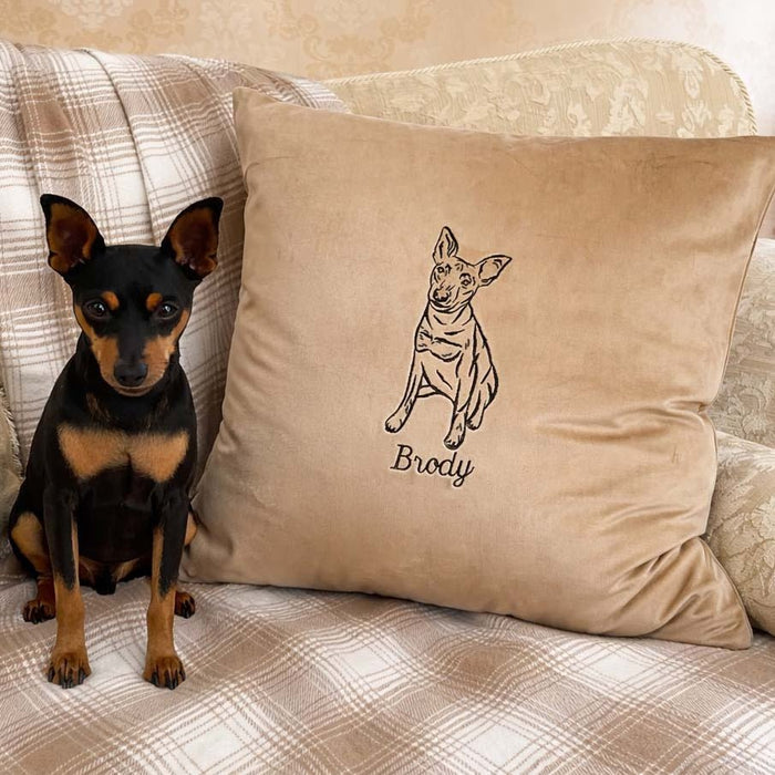 Personalised photo outline pet cushion - Sketch & Stitch