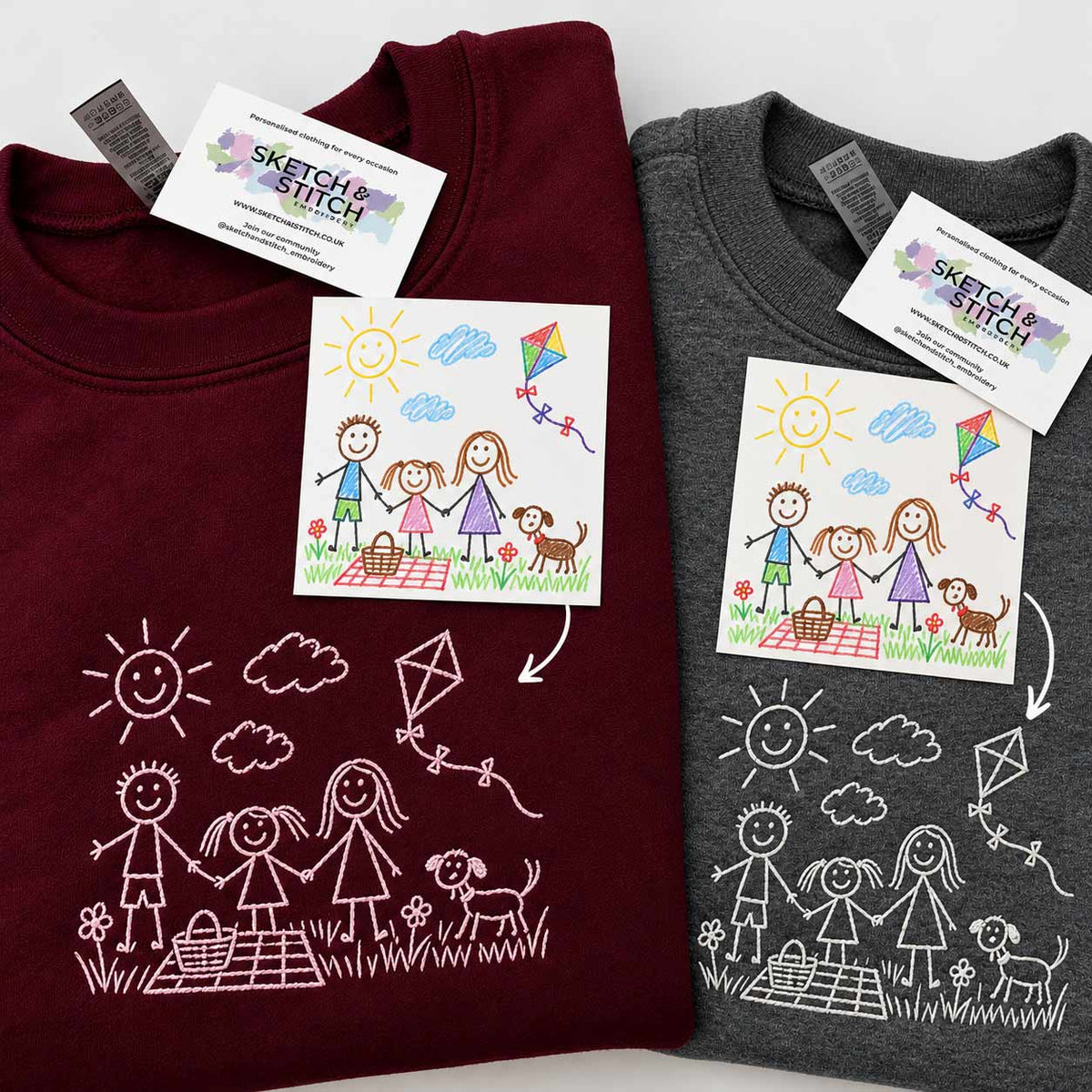 Personalised embroidered kids drawing sweatshirt