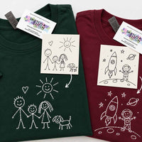 Personalised kids drawing embroidered t-shirt