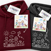 Personalised embroidered kids drawing hoodie