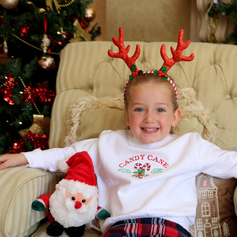 Kids sweatshirt personalised Christmas candy cane cutie