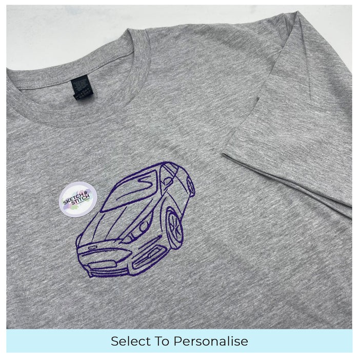 Adult t-shirt personalised car photo outline