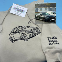 Adult hoodie personalised car and motorbike photo outline