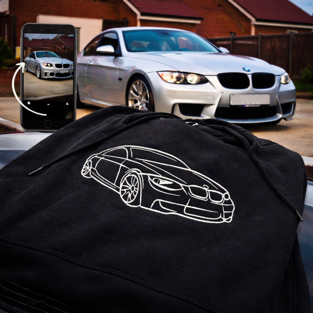 Adult hoodie personalised car and motorbike photo outline