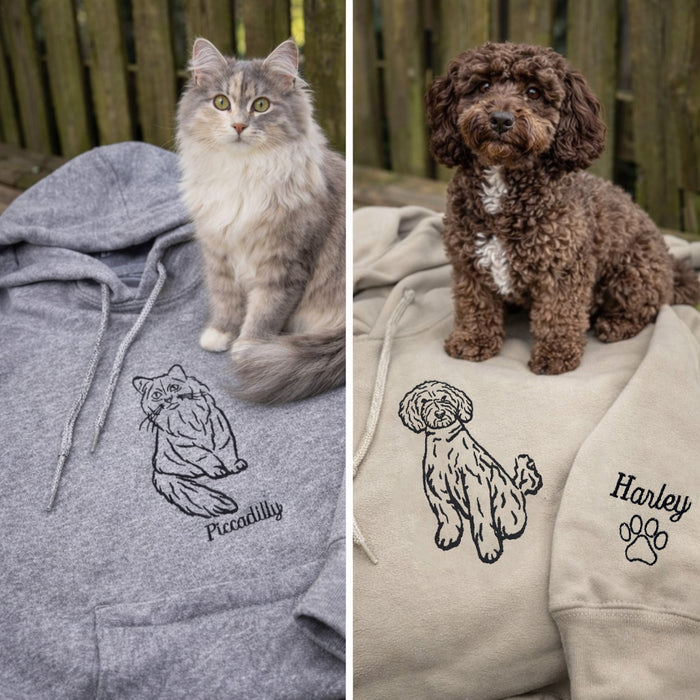 Adult hoodie personalised pet outline
