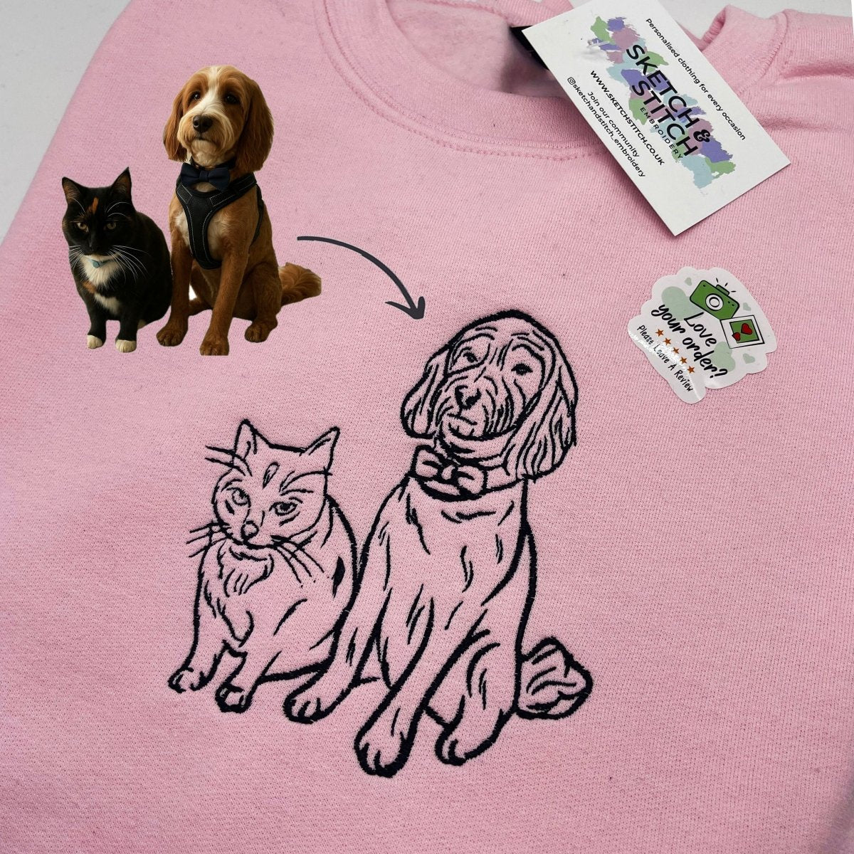 Adult sweatshirt personalised dog outline - Sketch & Stitch