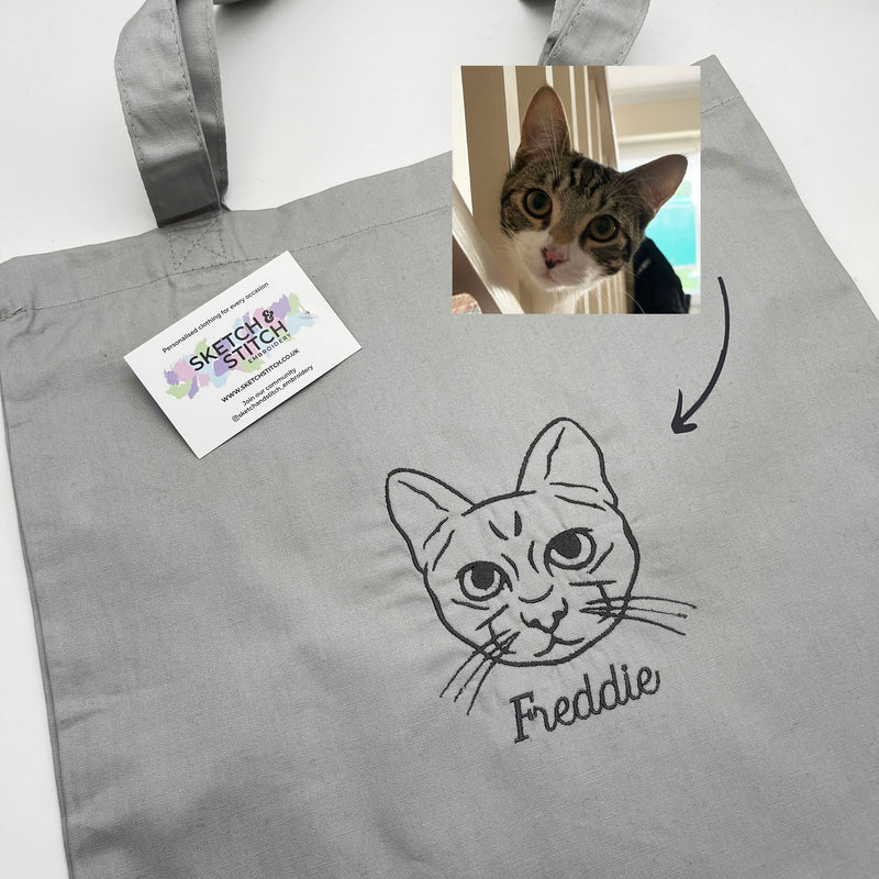 Tote bag personalised pet photo outline
