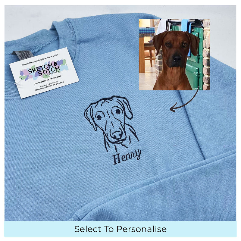 Adult sweatshirt personalised pet portrait outline - left chest