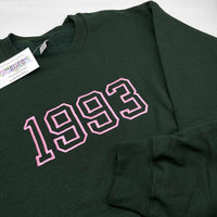 Adult sweatshirt personalised birthday year text - Sketch & Stitch