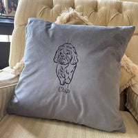 Personalised Dog Cushion - Custom Dog Photo Outline Cushion UK - Sketch & Stitch