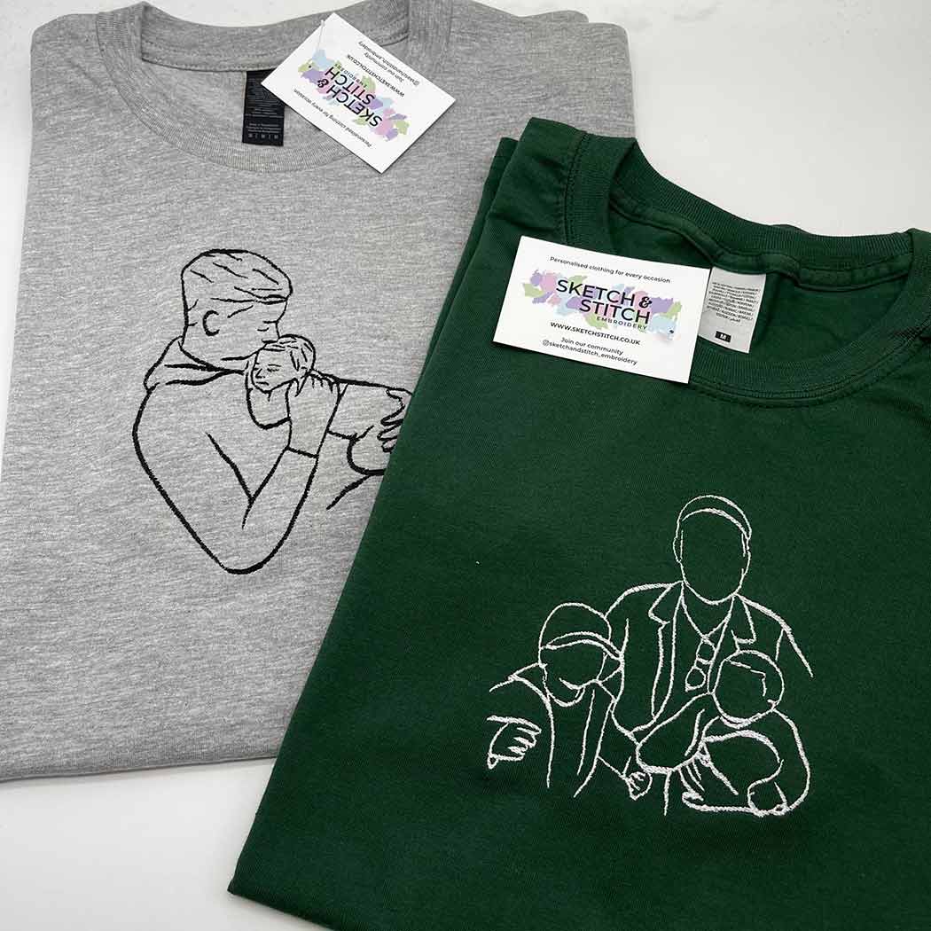 Father's Day mens t-shirt personalised photo outline - Sketch & Stitch