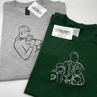 Father's Day mens t-shirt personalised photo outline - Sketch & Stitch