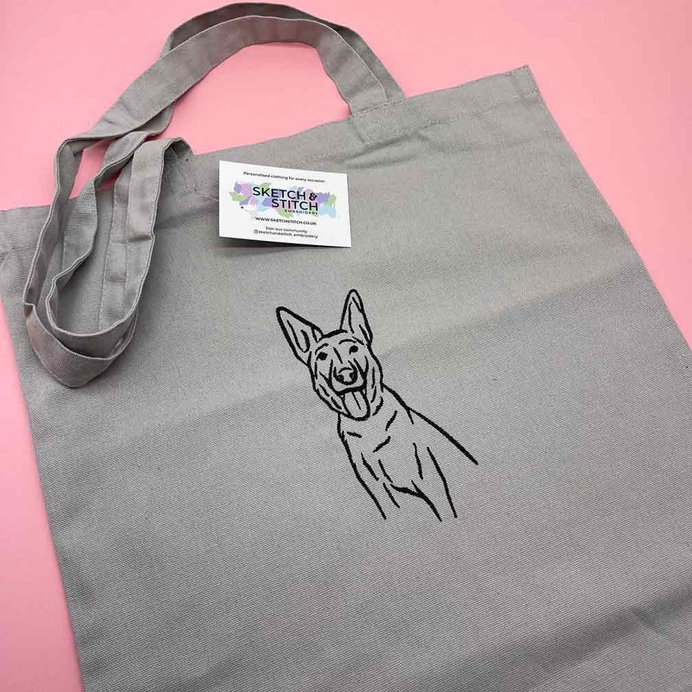 Tote bag personalised pet photo outline - Sketch & Stitch