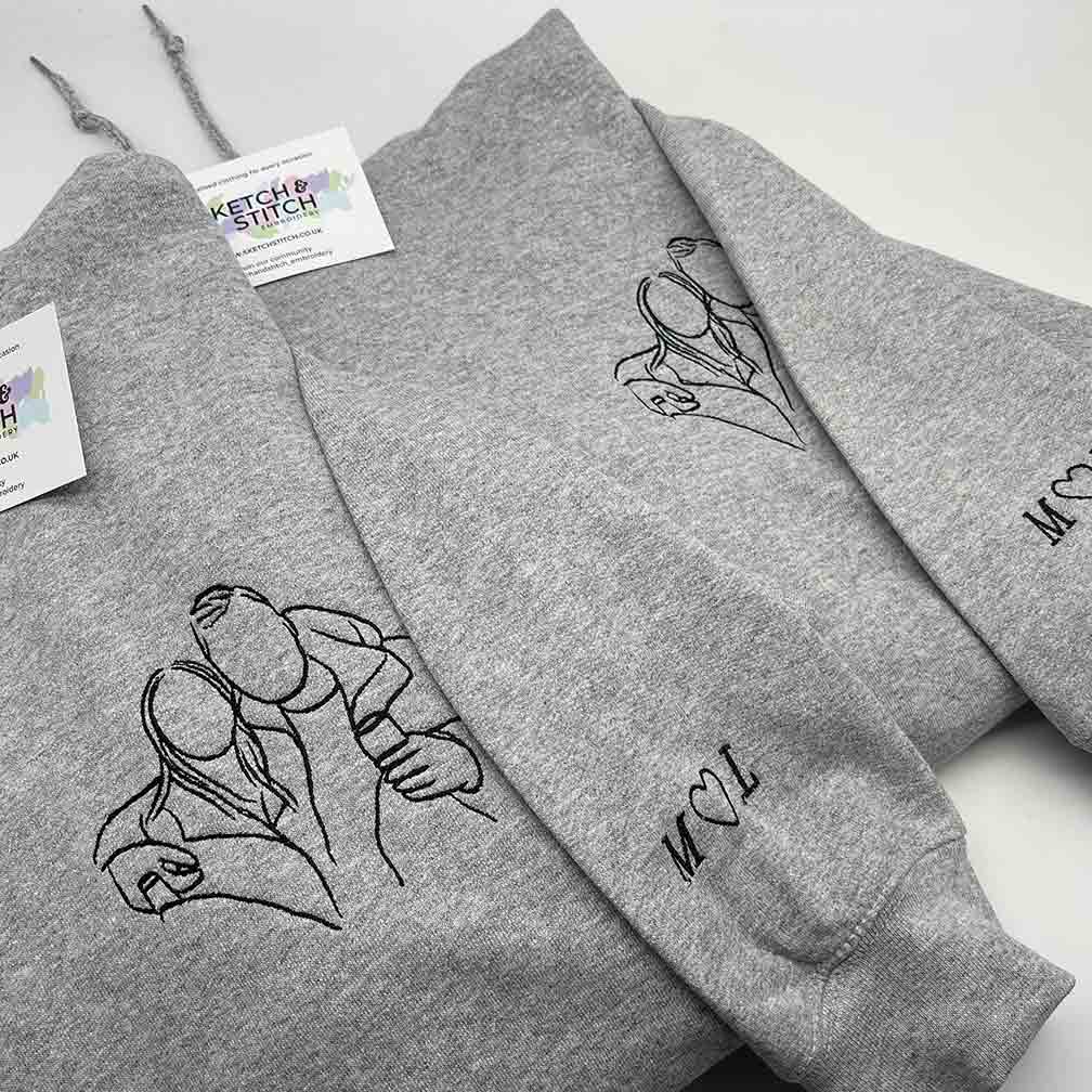 Adult hoodie personalised portrait outline - left chest