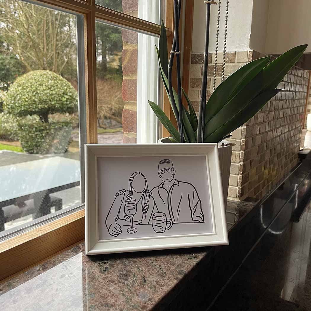 Personalised photo outline framed illustration - Sketch & Stitch