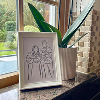 Personalised photo outline framed illustration - Sketch & Stitch
