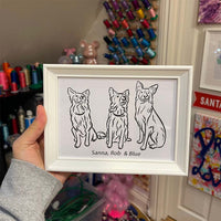 Personalised pet photo outline framed illustration - Sketch & Stitch