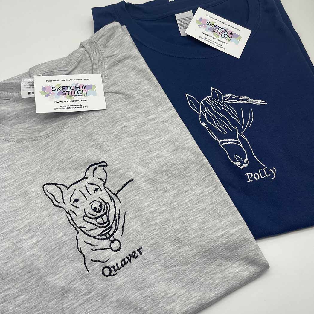 Adult t-shirt personalised dog outline - Sketch & Stitch