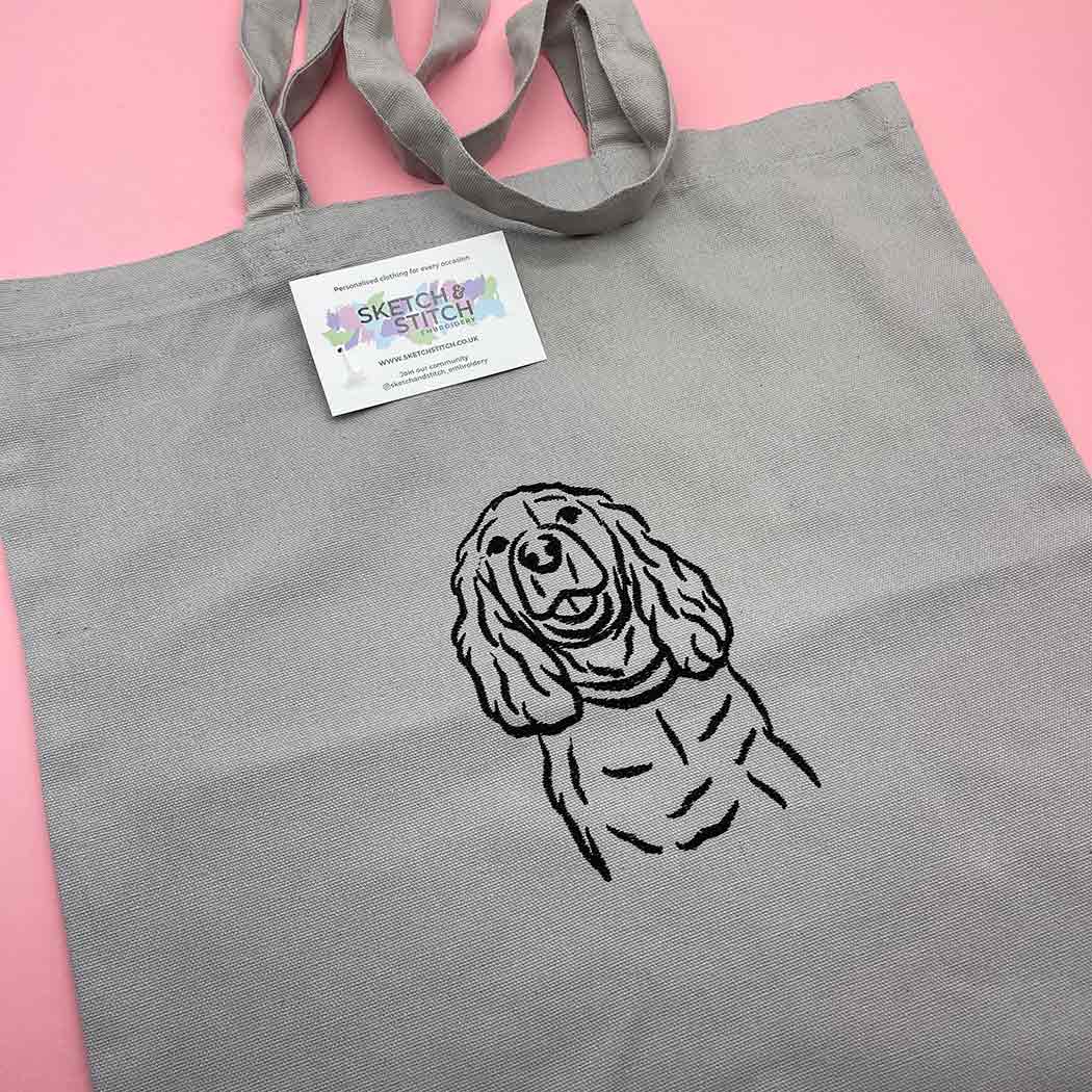 Tote bag personalised pet photo outline - Sketch & Stitch