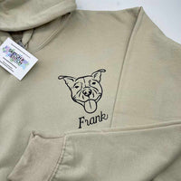 Adult hoodie personalised pet portrait outline - left chest