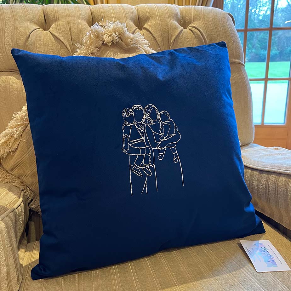 Valentine's Day gift personalised photo outline cushion - Sketch & Stitch