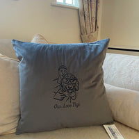 Personalised Dog Cushion - Custom Dog Photo Outline Cushion UK - Sketch & Stitch