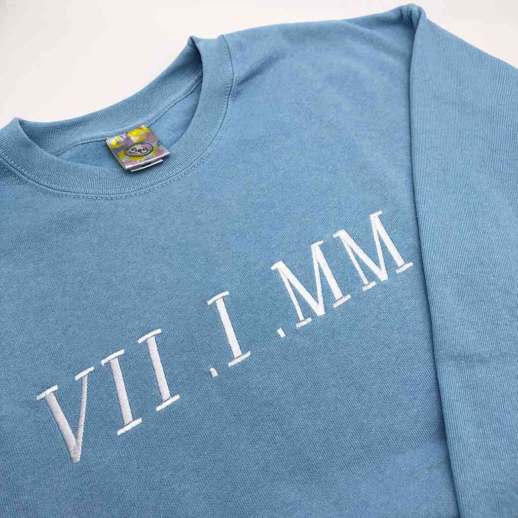 Adult sweatshirt personalised roman numerals - Sketch & Stitch