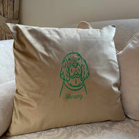 Personalised Dog Cushion - Custom Dog Photo Outline Cushion UK - Sketch & Stitch