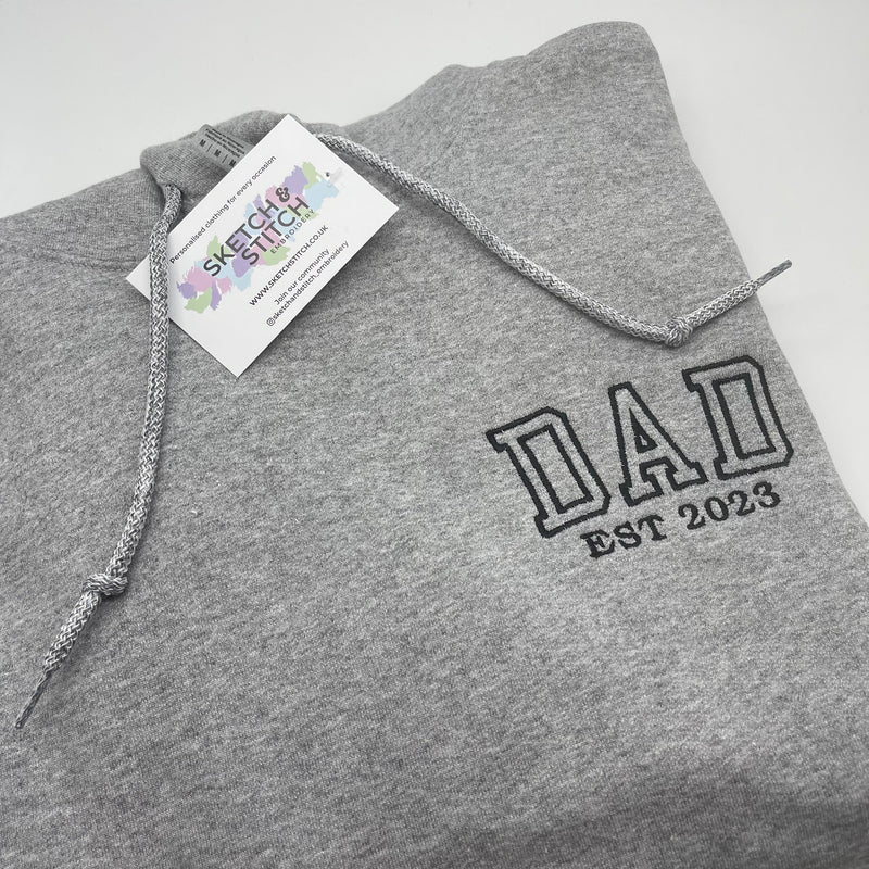 Father's Day hoodie personalised Dad Est date