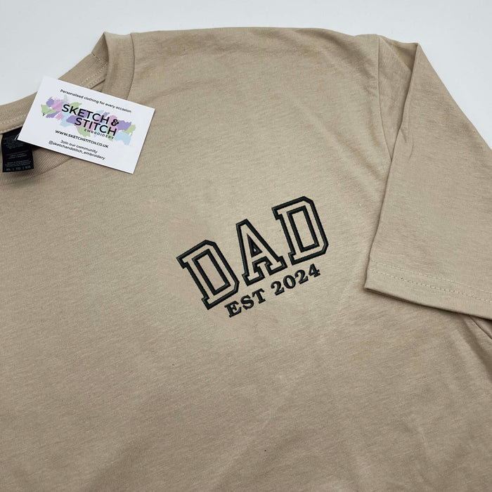 Men's t-shirt personalised Dad est date