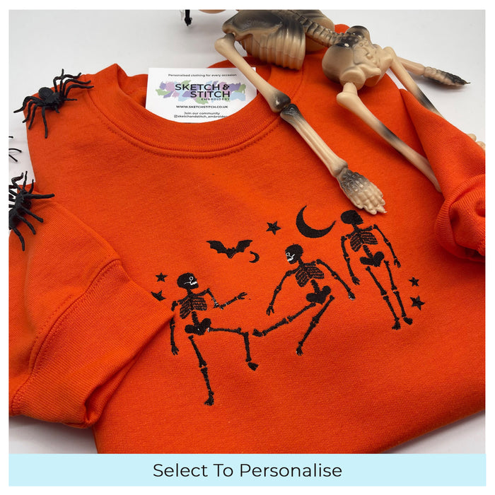 Adult sweatshirt Halloween dancing skeletons