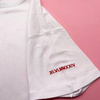 Adult t-shirt personalised sleeve text