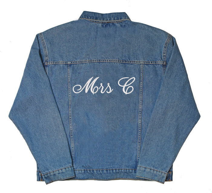 Women's denim jacket personalised text