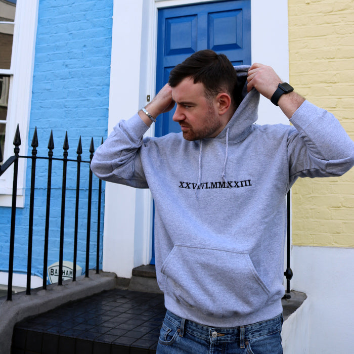 Adult hoodie personalised roman numerals