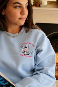 Adult sweatshirt ghosting slogan- left chest