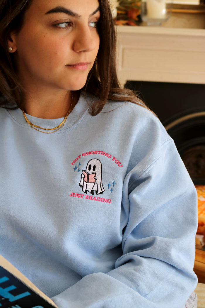 Adult sweatshirt ghosting slogan- left chest