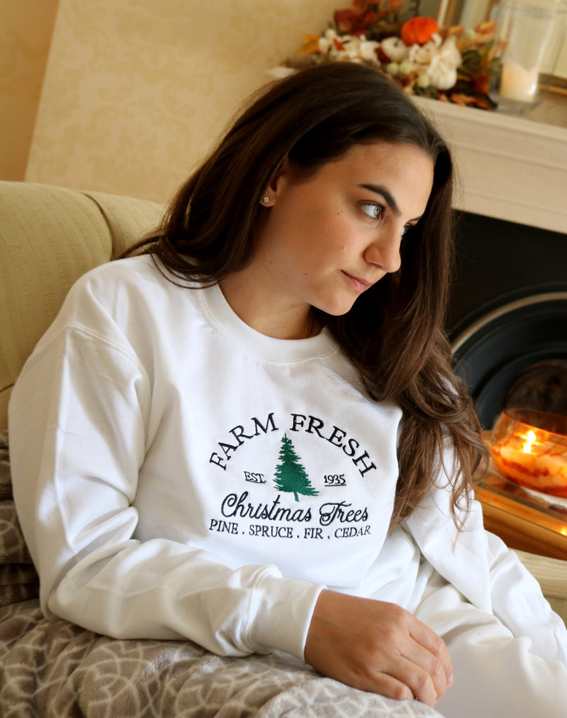 Adult sweatshirt farm fresh trees