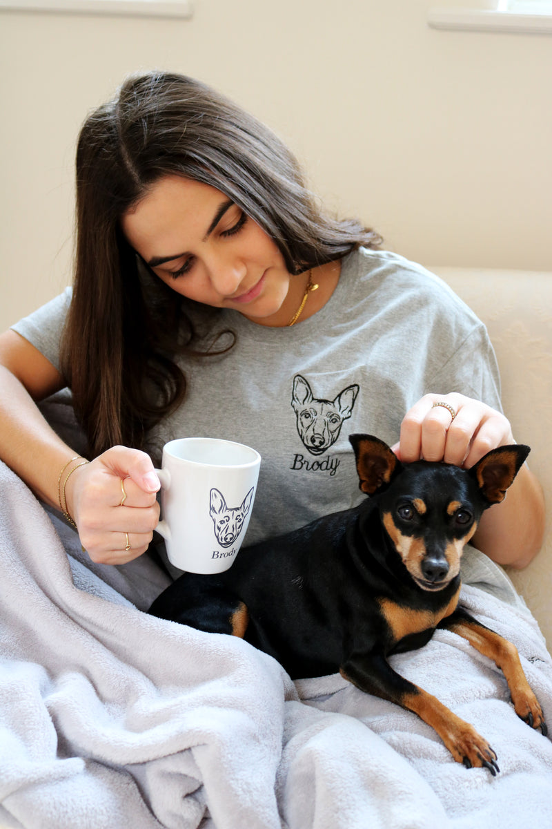 Adult t-shirt personalised pet portrait outline - left chest