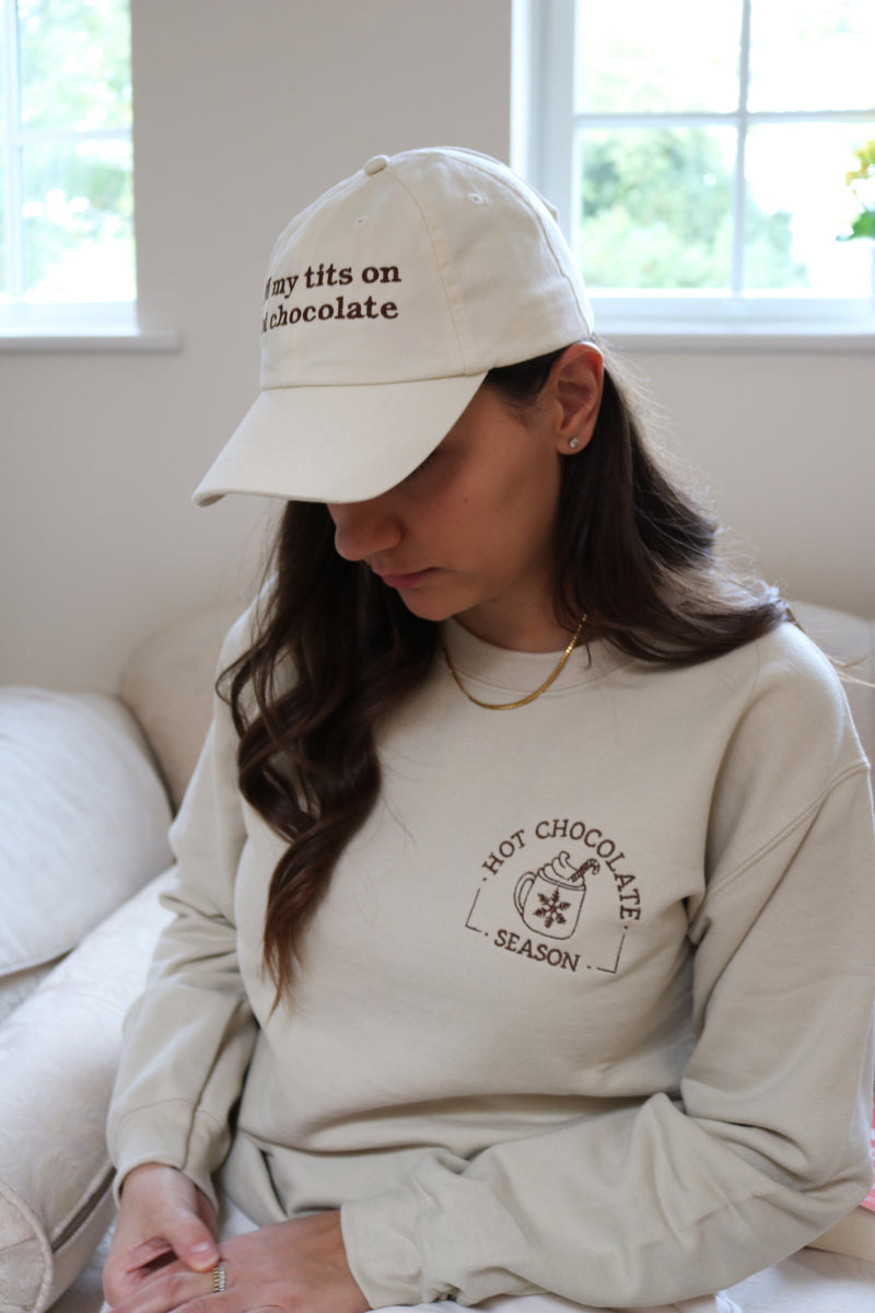 Adult sweatshirt hot chocolate season