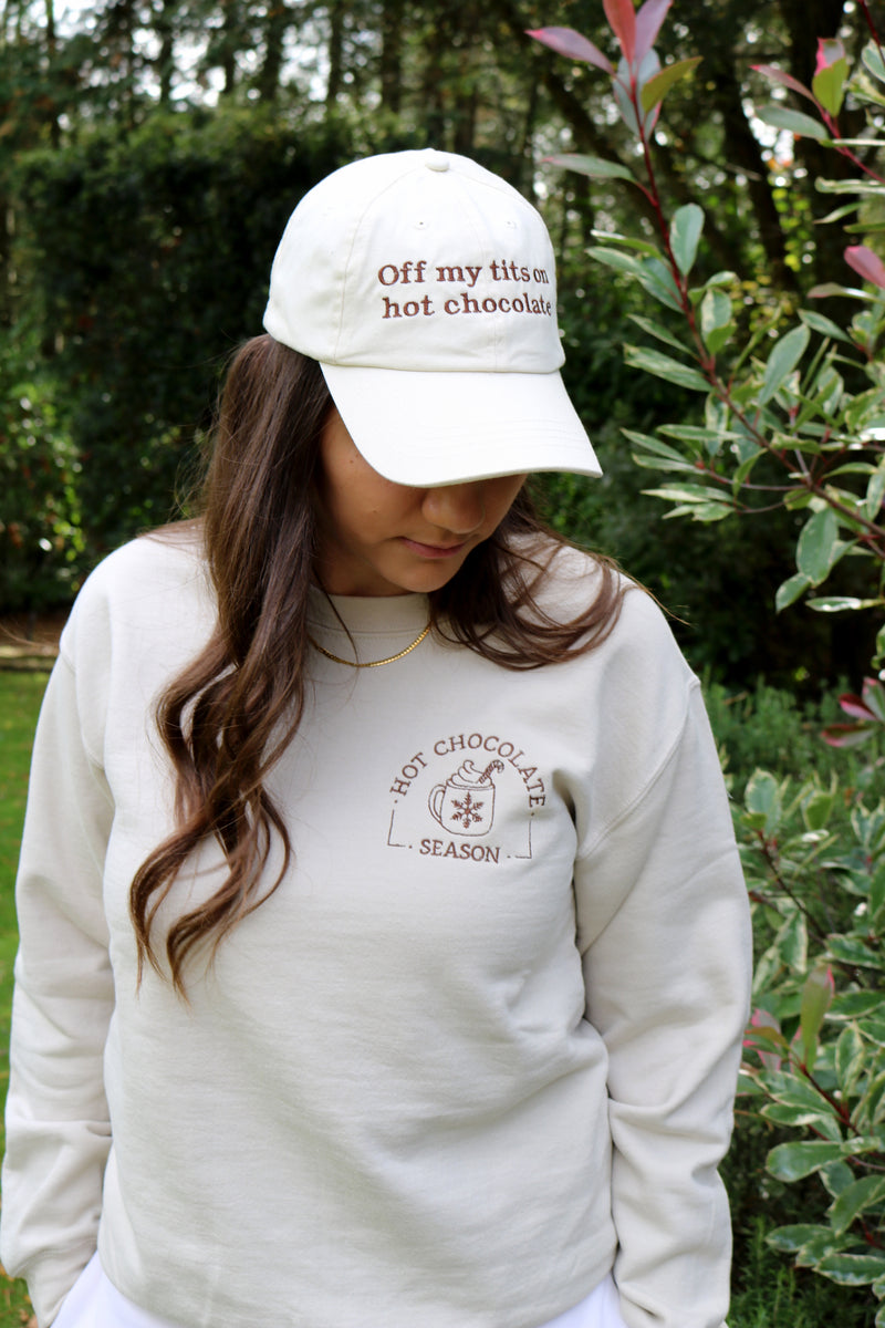 Adult sweatshirt hot chocolate season