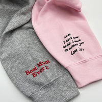 Adult sweatshirt personalised handwriting message