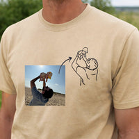 Father's Day men's t-shirt personalised portrait outline - left chest - Sketch & Stitch