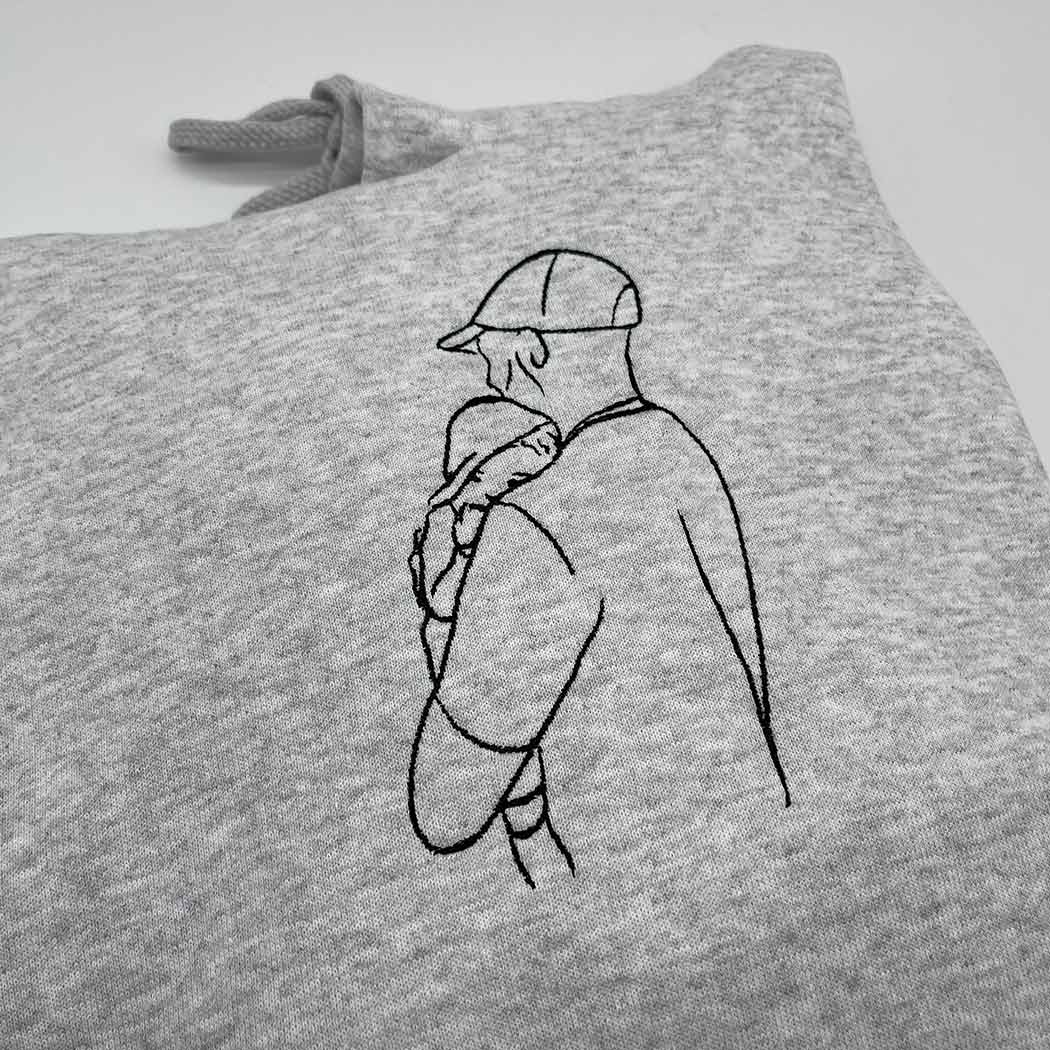 Father's Day Men's hoodie personalised photo outline - Sketch & Stitch