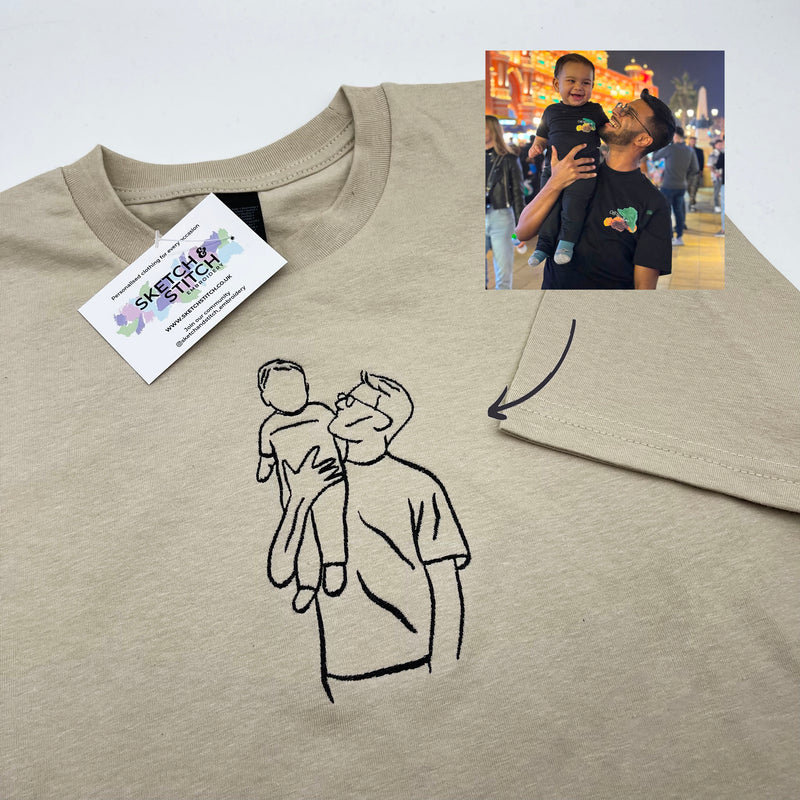 Father's Day mens t-shirt personalised photo outline