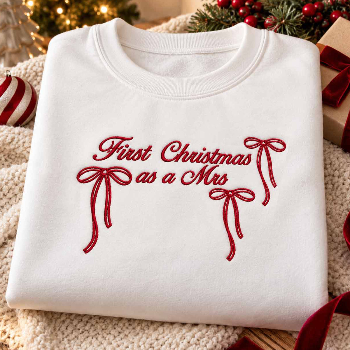 First Christmas as a Mrs Embroidered Sweatshirt