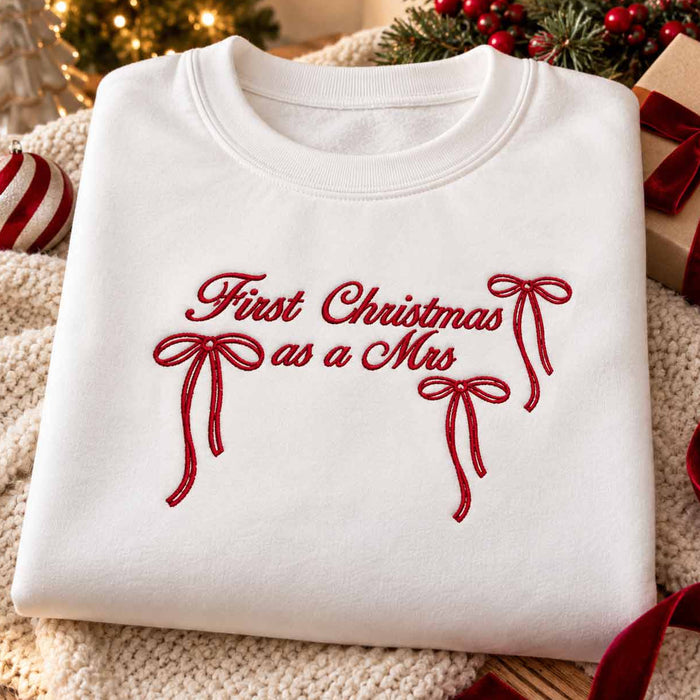 First Christmas as a Mrs Embroidered Sweatshirt