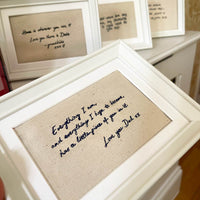 Personalised handwriting embroidery frame